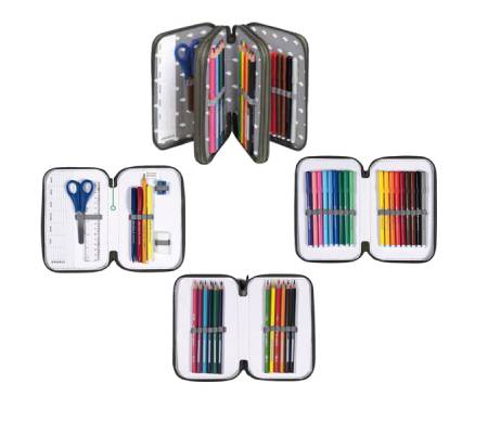 Astuccio Colors 3 zip - 13 x 20 x 7,5 cm - tessuto - fantasie assortite - conf. 6 pezzi - Colorosa - 368370 - 8004428065384 - DMwebShop - 1