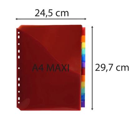 Divisori neutri a 12 tacche - PP - A4 maxi - con portaetichetta - colori assortiti - conf. 10 pezzi - Exacompta - 4844E - 3130630048442 - DMwebShop - 2