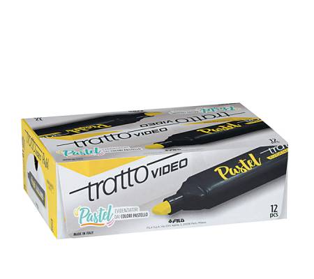 Evidenziatore Video pastel - punta a scalpello - da 1 - 5 mm - giallo limone - conf. 12 pezzi - Tratto - 833501 - 8000825025174 - DMwebShop - 3
