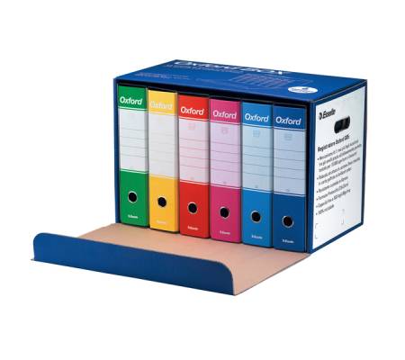 Scatola registratori Oxford G85 - dorso - 8 cm - protocollo 23 x 33 cm - colori assortiti - conf. 6 pezzi - Esselte - 390785112 - 8004157785126 - DMwebShop