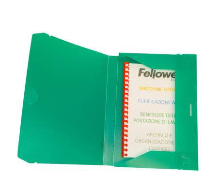 Cartella progetto con elastico - 24 x 35 cm - dorso 3 cm - verde - conf. 10 pezzi - Fellowes - U140-VE - 8015687007213 - DMwebShop - 2