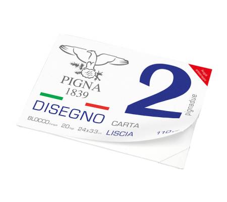 Blocco2 - 240 x 330 mm - 4 angoli - 20 fogli - 110 gr - liscio - 24 x 30 cm - conf. 10 pezzi - Pigna - 0220015GE - 8005235104464 - DMwebShop - 1