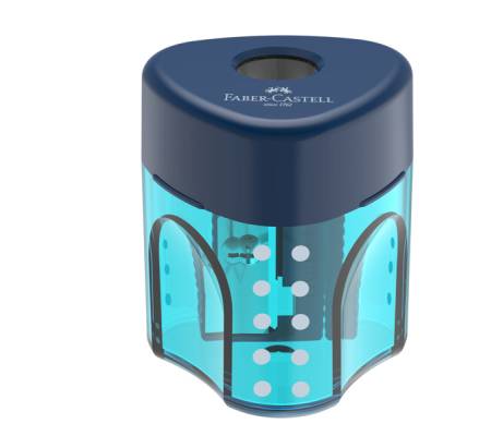 Temperamatite con contenitore - 1 foro - triangolare - con serbatoio - conf. 24 pezzi - Faber Castell - 183405 - 6933256640628 - DMwebShop - 1