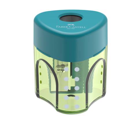 Temperamatite con contenitore - 1 foro - triangolare - con serbatoio - conf. 24 pezzi - Faber Castell - 183405 - 6933256640628 - DMwebShop - 3