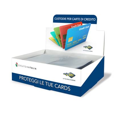 Busta porta card - 5,8 x 8,7 cm - 2 tasche - trasparente - conf. 50 pezzi - Sei Rota - 484302 - 8004972027234 - DMwebShop - 1