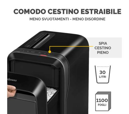 Distruggidocumenti LX-221 - a microframmenti - nero - Fellowes - 5050401 - 50043859751551 - DMwebShop - 4