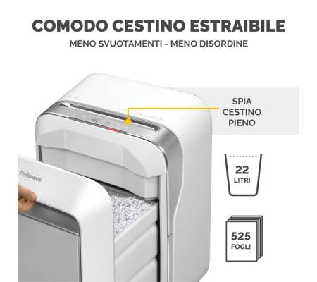 Distruggidocumenti LX-201 - a microframmenti - bianco - Fellowes - 5050101 - 50043859751520 - DMwebShop - 4