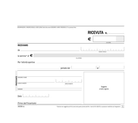 Blocco ricevute pagamento per attivita' sportive dilettantistiche - 50-50 copie autoricalcanti - 11,5 x 16,5 cm - Data Ufficio - DU162580000 - 8008842602736 - DMwebShop - 1