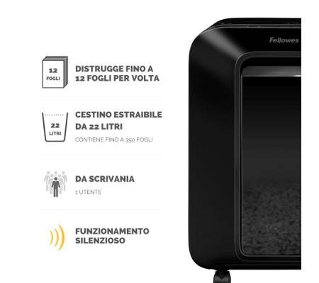 Distruggidocumenti LX 200 - a frammenti - Fellowes - 5502201 - 50043859763806 - DMwebShop - 1