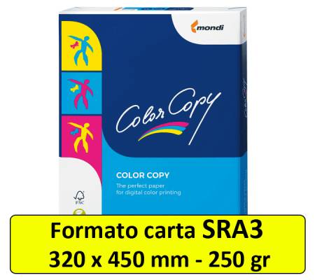 Carta Color Copy - 320 x 450 mm - 250 gr - bianco - Sra3 - conf. 125 fogli - Mondi - 6374 - 9003974414515 - DMwebShop - 2