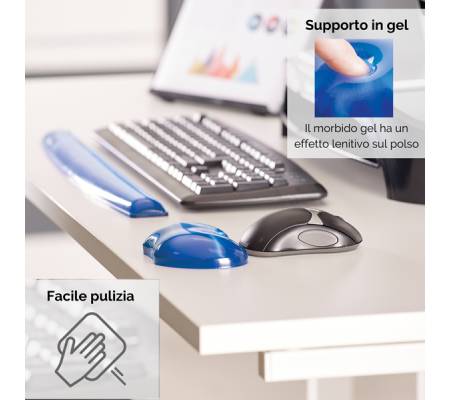 Poggiapolsi in gel - blu trasparente - Fellowes - 91177-72 - 77511911774 - DMwebShop - 2