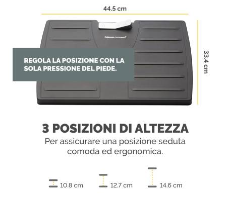 Poggiapiedi regolabile - con sistema antibatterico Microban - Fellowes - 8035001 - 43859487219 - DMwebShop - 2