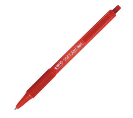 Penne a sfera a scatto Soft Feel - punta 1 mm - rosso - conf. 12 pezzi - Bic - 837399 - 70330914384 - DMwebShop - 1