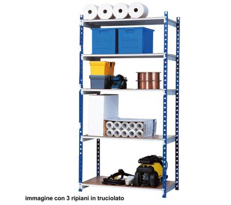 Scaffale Rang'Eco180 - modulo base - 5 ripiani - portata ripiano 180 kg - 100 x 35 x 200 cm - acciaio - grigio-blu - Paperflow - K605130 - 513D - DMwebShop - 1