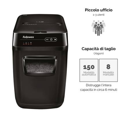 Distruggidocumenti AutoMax 130C - a frammenti - 32 lt - Fellowes - 4680102-99 - 43859683741 - DMwebShop - 1