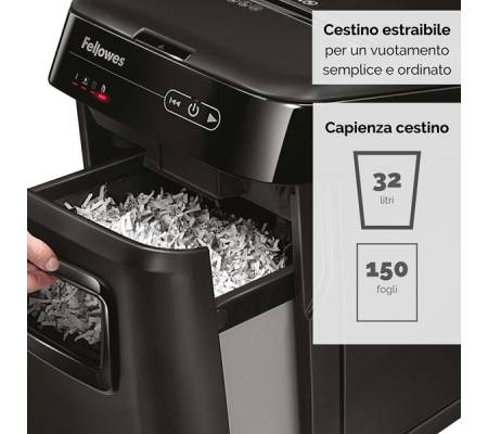 Distruggidocumenti AutoMax 130C - a frammenti - 32 lt - Fellowes - 4680102-99 - 43859683741 - DMwebShop - 3
