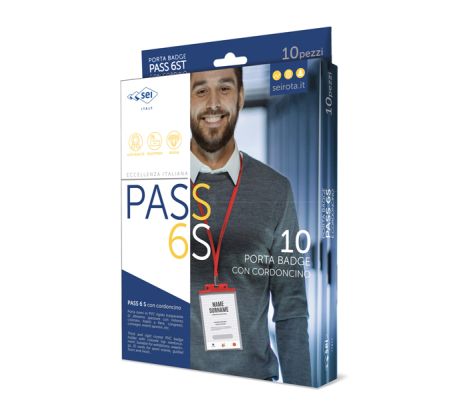 Portanome Pass 6S-P cordoncino blu - 10 x 15 cm (A6) blu - conf. 10 pezzi - Sei Rota - 31841607 - DMwebShop - 1