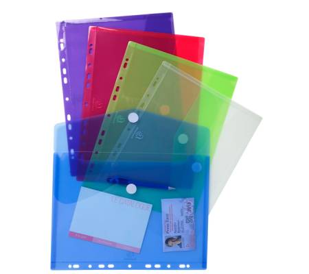 Busta forata con chiusura in velcro - PPL - 24 x 32 cm - colori assortiti - conf. 5 pezzi - Exacompta - 57380E - 82468A - DMwebShop - 1