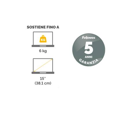 Supporto notebook Clarity - 35 x 27 x 13,4-20,4 cm - Fellowes - 9731401 - 43859752737 - DMwebShop - 5