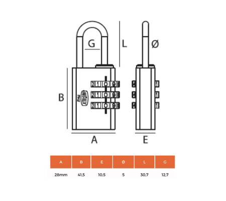 Lucchetto con combinazione - 30 mm - Metalplus - 9030C - 3000004561115 - DMwebShop - 1