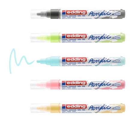 Marcatore permanente acrilico 5100 Medium Pastel - colori assortiti - conf. 5 pezzi - Edding - 4-5100-5-099 - 4057305030900 - DMwebShop - 1
