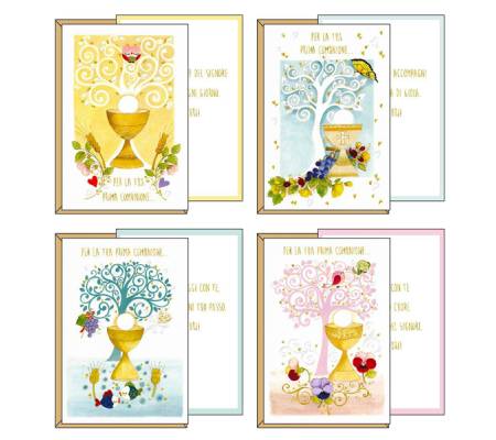Biglietto auguri Comunione - 4 soggetti assortiti - conf. 12 pezzi - Kartos - 17357001 - 8009162350987 - DMwebShop