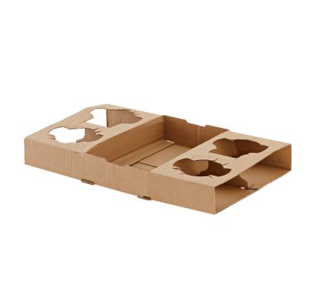 Portabicchiere da asporto - 4 posti - 29 x 17,5 x 3,5 cm - carta kraft - avana - conf. 50 pezzi - Leone - H0738 - 8024112020772 - DMwebShop