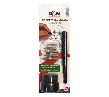 Set scrittura Manga - 1 portapennino + 5 pennini + inchiostro - Dom - 10557 - 8004957105575 - DMwebShop