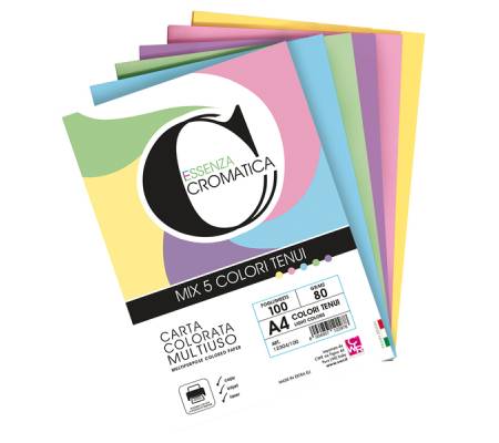 Risma carta Cromatica - A4 - 160 gr - colori assortiti - 100 fogli - Cwr - 12304-100 - 12304/100 - 8004957123043 - DMwebShop