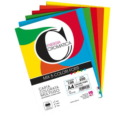 Risma carta Cromatica - A4 - 200 gr - colori assortiti forti - 100 fogli - Cwr - 12310-100 - 12310/100 - 8004957123104 - DMwebShop