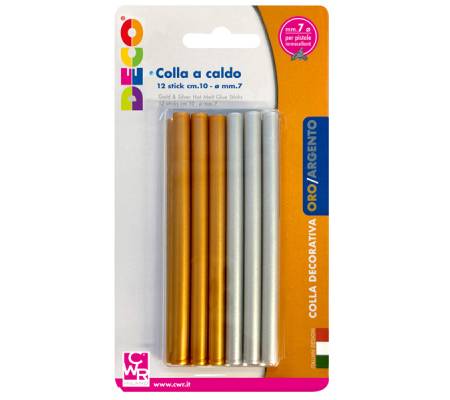 Colle stick per pistole - oro e argento - Ø 7mm - lunghezza 10 cm - conf. 12 pezzi - Deco - 13034 - 8004957130348 - DMwebShop