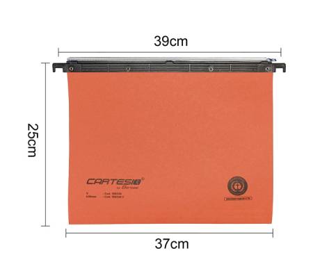 Cartella sospesa Cartesio - cassetto - interasse 39 cm - fondo U - 37 x 25 cm - arancio - conf. 50 pezzi - Bertesi - 100/3953-B2 - 45684A - DMwebShop - 1