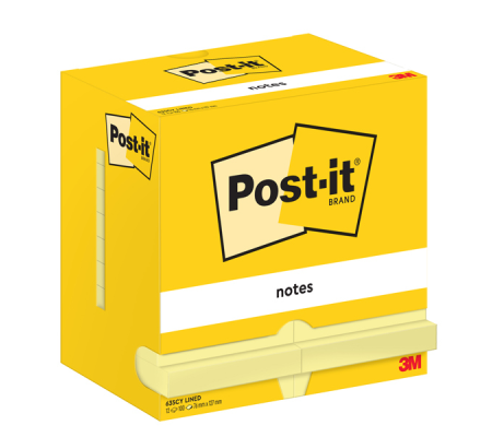 Blocco foglietti - giallo Canary - a righe - 76 x 127 mm - 100 fogli - conf. 12 pezzi - Post-it - 7100290164 - DMwebShop - 1