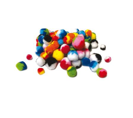 Pom-pon a strisce - 10-35 mm - colori assortiti - busta 100 pezzi - Deco - 12613 - 7394311921240 - DMwebShop - 1