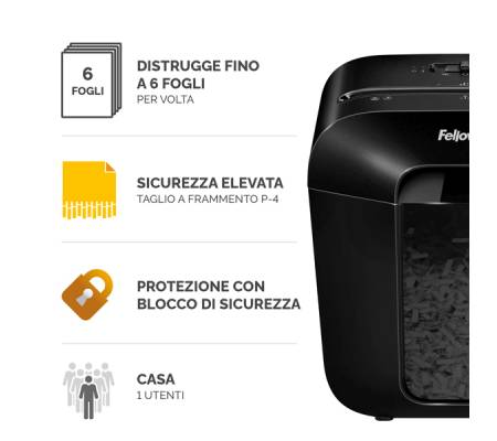 Distruggidocumenti LX-25 - a frammenti - nero - Fellowes - 4170501 - 43859769018 - DMwebShop - 1