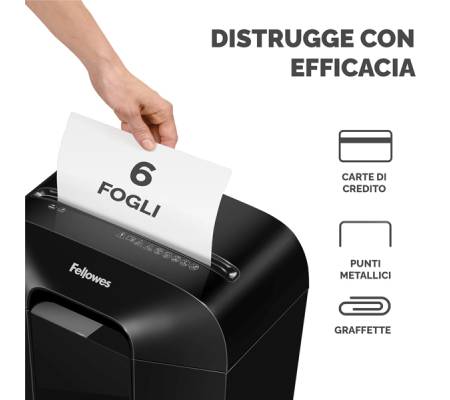 Distruggidocumenti LX-25 - a frammenti - nero - Fellowes - 4170501 - 43859769018 - DMwebShop - 4