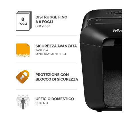 Distruggidocumenti LX-41 - a frammenti - nero - Fellowes - 4300701 - 43859771097 - DMwebShop - 1