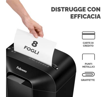 Distruggidocumenti LX-41 - a frammenti - nero - Fellowes - 4300701 - 43859771097 - DMwebShop - 2