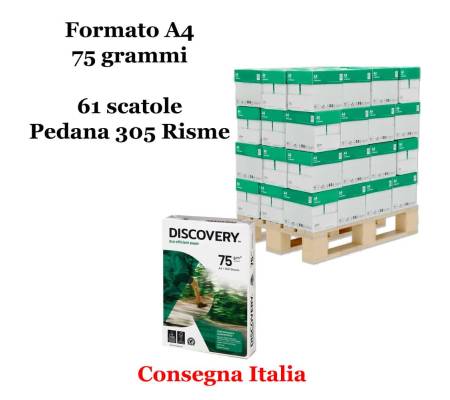 Carta bianca per stampanti multifunzione -  A4 - 75 gr - pallet da 61 scatole - 305 Risme - Discovery - DI75A4-305