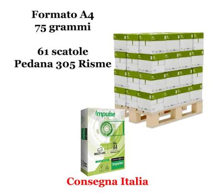 Carta bianca per stampanti multifunzione - A4 - 75 gr - scatole da 5 risme - pallet da 61 scatole - 305 Risme - Rey Impulse - IMPA4-305