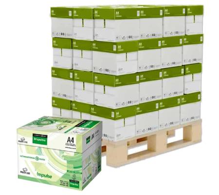 Carta bianca per stampanti multifunzione - A4 - 75 gr - scatole da 5 risme - pallet da 61 scatole - 305 Risme - Rey Impulse - IMPA4-305 - 1