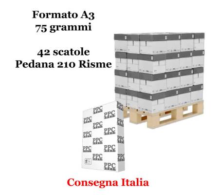 Carta bianca per stampanti -  A3 - 75 gr (non dichiarati sul rifascio) - pallet da 42 scatole - 210 Risme - PPC Grey Paper - MCOPA3-210