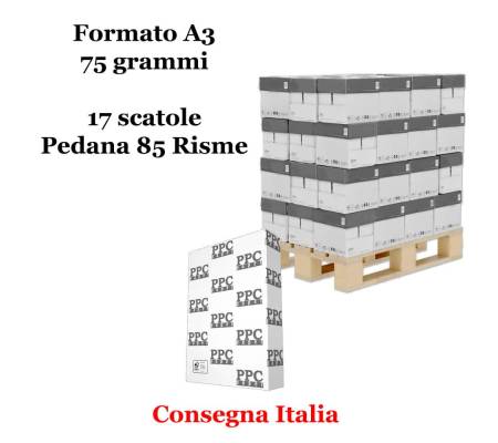 Carta bianca per stampanti -  A3 - 75 gr (non dichiarati sul rifascio) - pallet da 17 scatole - 85 Risme - PPC Grey Paper - MCOPA3-85