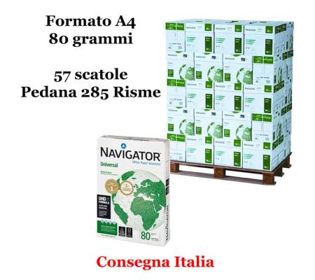 Carta bianca per stampanti multifunzione - A4 - 80 gr - scatole da 5 risme - pallet da 57 scatole - 285 Risme - Navigator - NAVA4-285