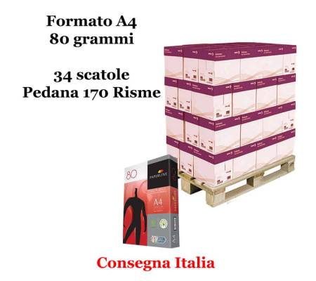 Carta bianca per stampanti multifunzione - A4 - 80 gr - scatole da 5 risme - pallet da 34 scatole - 170 Risme - Paperline - OPA4-170