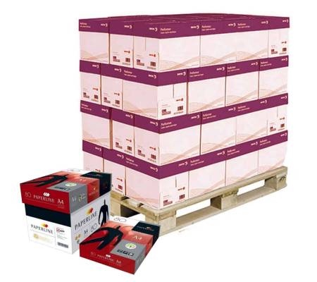 Carta bianca per stampanti multifunzione - A4 - 80 gr - scatole da 5 risme - pallet da 57 scatole - 285 Risme - Paperline - OPA4-285 - 1