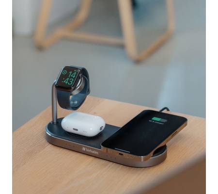 Supporto di ricarica wireless - 3-in-1 - WCS-03 - Verbatim - 49557 - 23942495574 - DMwebShop - 1