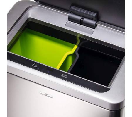 Cestino con sensore No TouchDuo - 2 x 20 lt - 46,5 x 27 x 65 cm - Acciao-PPL - argento metallizzato - Durable - 3424-23 - 4005546739427 - DMwebShop - 4