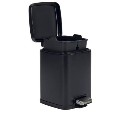 Bidone Pico - con pedale e vaschetta - 6 lt - nero satinato - Perfetto - 28161 - 8052474281616 - DMwebShop - 1