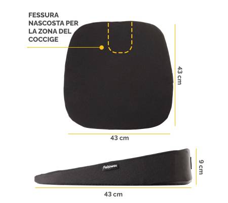 Cuscino Breyta Inclinato - 9 x 43 x 43 cm - in tessuto - nero - Fellowes - 100119849 - 43859803071 - DMwebShop - 1